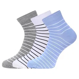 FABdon Women Pack Of 3 Cotton Striped Ankle-Length Socks-picture-30