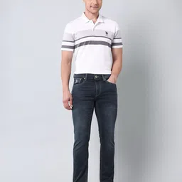 U.S. Polo Assn. Denim Co. Men Skinny Fit Mid-Rise Heavy Fade Jeans image 5