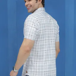 JAKANARY Men Premium Fit Tartan Checked Spread Collar Cotton Casual Shirt image 4