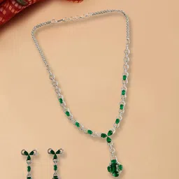 Gemron Jewel Rhodium-Plated American Diamond & Cubic Zirconia-Studded Jewellery Set-picture-26