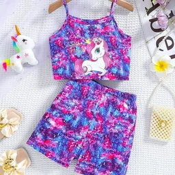 YK Girls Printed Top With Shorts Clothing Set-picture-13