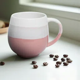U & U Unique Utilities Pink & White Colourblocked Ceramic Glossy Large Coffee Mugs-picture-18