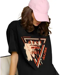 AUSK Women Graphic Printed Round Neck Cotton Oversized T-shirt-picture-10