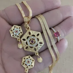 OM KRISHIV COLLECTION Gold-Plated Artificial Stones-Studded Traditional Jewellery Set-picture-32