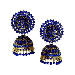JMBW INTERNATIONAL Gold-Plated Stone Studded Dome Shaped Jhumkas-picture-28