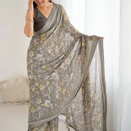 KALINI Floral Printed Saree With Blouse Piece-image-56