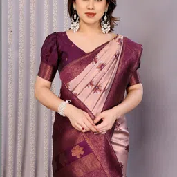 Snofi Creation Floral Zari Art Silk Handloom Banarasi Saree image 5