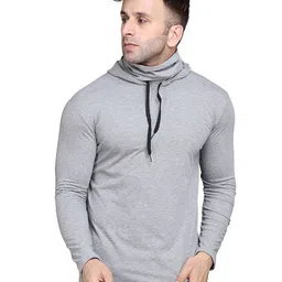 Blisstone Men Hooded Extended Sleeves Raw Edge Slim Fit T-shirt-image-56