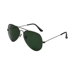 Ted Smith Unisex Green Lens & Gunmetal-Toned Aviator Sunglasses with image 5