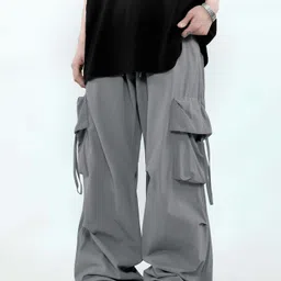 Maniac Mens Solid Sliver Cement Polyester Nylon Fabric Cargo Pant-image-6