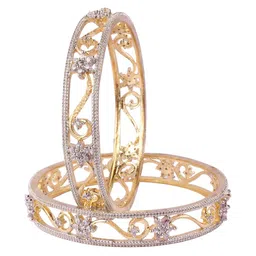 Shiv Jewels Set Of 2 Gold-Plated Zircon-Studded Bangles-picture-41