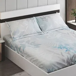 Home Centre Iced Palace Off White Printed Cotton 180 TC King Bedsheet Set 1.95m x 1.80m-picture-49