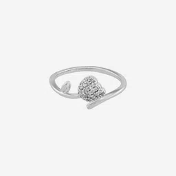 Kushal's Fashion Jewellery Rhodium-Plated Zircon Stone Studded Adjustable Finger Ring image 5