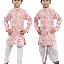 BAESD Boys Selection Of 2 Floral Embroidered Regular Thread Work Kurta with Dhoti Pants-picture-14
