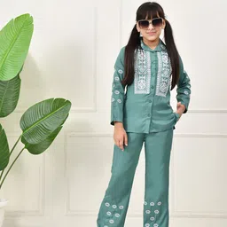BAESD Girls Embroidered Long Sleeves Pure Cotton Shirt With Trousers-picture-40