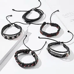 P. R. PRINTS Unisex 4 Leather Wraparound Bracelet image 4