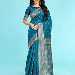 RICH & ROMAN Woven Design Zari Pure Silk Banarasi Saree-picture-24