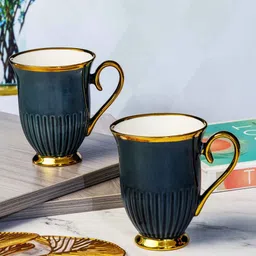 roxx Porcelain Coffee/Tea Gold Design Large Mug Set of 2pcs image 1