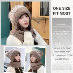 topibaaz Woollen Winter Cap Hat for Women & Girl's | Stretchable Latest Trending Knit Soft Faux Fur Skull Ski Beanie Pom Pom (Inside Fur) Hat & Cap for Women | Causal Freesize image 2