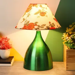 foziq Uniqualy Multicolour Fabric Shade Night Lamp With Metal Base image 1