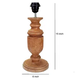disoo fashions Handmade Trophy Design Distress Finish Wooden Lamp with Cotton Shade (Light Brown & Beige) image 2