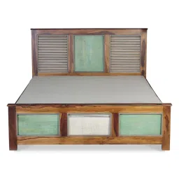 fabuliv Horace Queen Size Bed In Teak Finish image 2