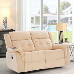 casacraft from pepperfry Norton Velvet 2 Seater Motorised Recliner In Beige Colour With Charging Port-picture-11