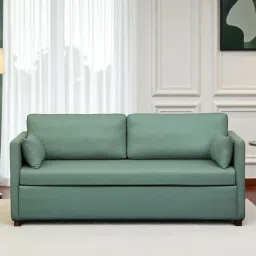 woodsworth from pepperfry Ajaccio 3 Seater Sofa In Suede Light Blue colour-picture-11