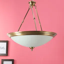 fos lighting White & Gold Brass & Glass Chandelier image 2