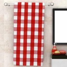 Red Patterned 210 GSM Cotton Bath Towels (Set of 4) by Athom Living image 2