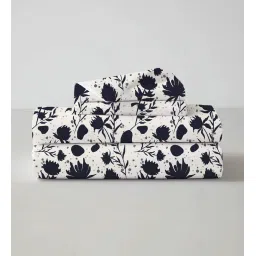 sleepsia Black and White Blooms 100% Cotton Queen Double Bedsheet 180 TC with 2 Pillow Covers image 2