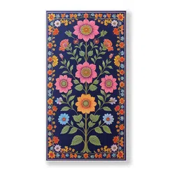 nestroots Blue Floral Tapestry Series Set of 4 Printed Wall Painting White Frame image 3