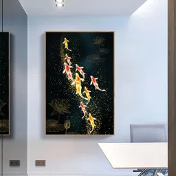 art street Fish Multicolour Synthetic Wood Wall Art image 1