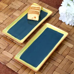 Green & Yellow 10 Inch (Set of 2) Ceramic Appetizer Platter by VarEesha image 1