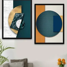 art street Dramatic Clause Gold Canvas Framed Wildlife Art Print Set of 2 image 1