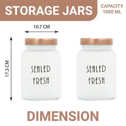 femora Frosted 1000ml Glass (Set Of 4) Kitchen Storage with Gold Lid (Free Replacement of Lids) image 4