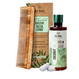 Nat Habit Kacchi Neem Wood Comb & Pure Cold Pressed Castor Oil 200ml-picture-14