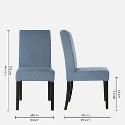 woodsworth from pepperfry Eva Fabric Dining Chair in Ice Blue Colour image 2