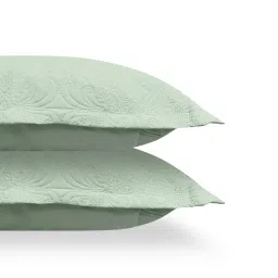 labham Light Green Solid GSM 300 Pure Cotton King Size Bedcover With 2 Pillow Covers image 4