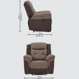royaloak Atlanta Motorised 1 Seater Recliner With Usb Charging Port In Brown Color image 2