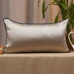 zeba Grey Solid Polyester 22 x 12 Inches Cushion Cover-picture-8