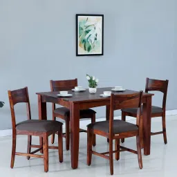 woodsworth from pepperfry Biscay Sheesham Wood 4 Seater Dining Set in Scratch Resistant Honey Oak Finish image 1