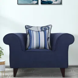 casacraft from pepperfry Cielo Fabric 1 Seater Sofa In Navy Blue Colour image 1