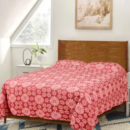 Rust Floral 300 TC Cotton Queen Bedsheet-image-64