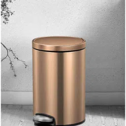 obsessions Fingerprint Resistant Step Dustbin with Liner, 12 Litres, Bronze Copper image 1