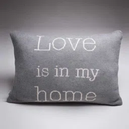 Grey 100% Cotton Love 16x24 Inches Cushion Cover by Pluchi-picture-20