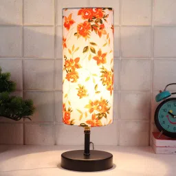 new era Messina Multicolour Cottan Fabric Shade Table Lamp With Iron Base image 1