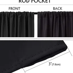 parda online Black Polyster Solid 9ft Blackout Rod Pocket Window/Door (2 Pc) image 3