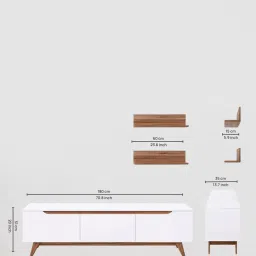 mintwud from pepperfry D3+D4 Tv Console In White And Noce Lyon Colour image 2