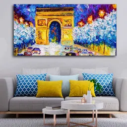 Blue Arc De Triomphe Canvas Wall Painting By VibeCrafts image 2